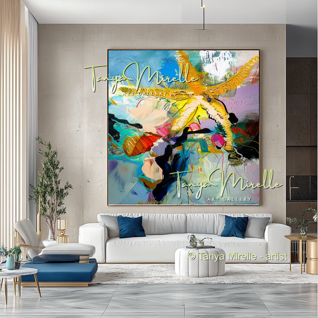 Starfish Underwater Impasto Abstract Art - Modern Wall Art #192