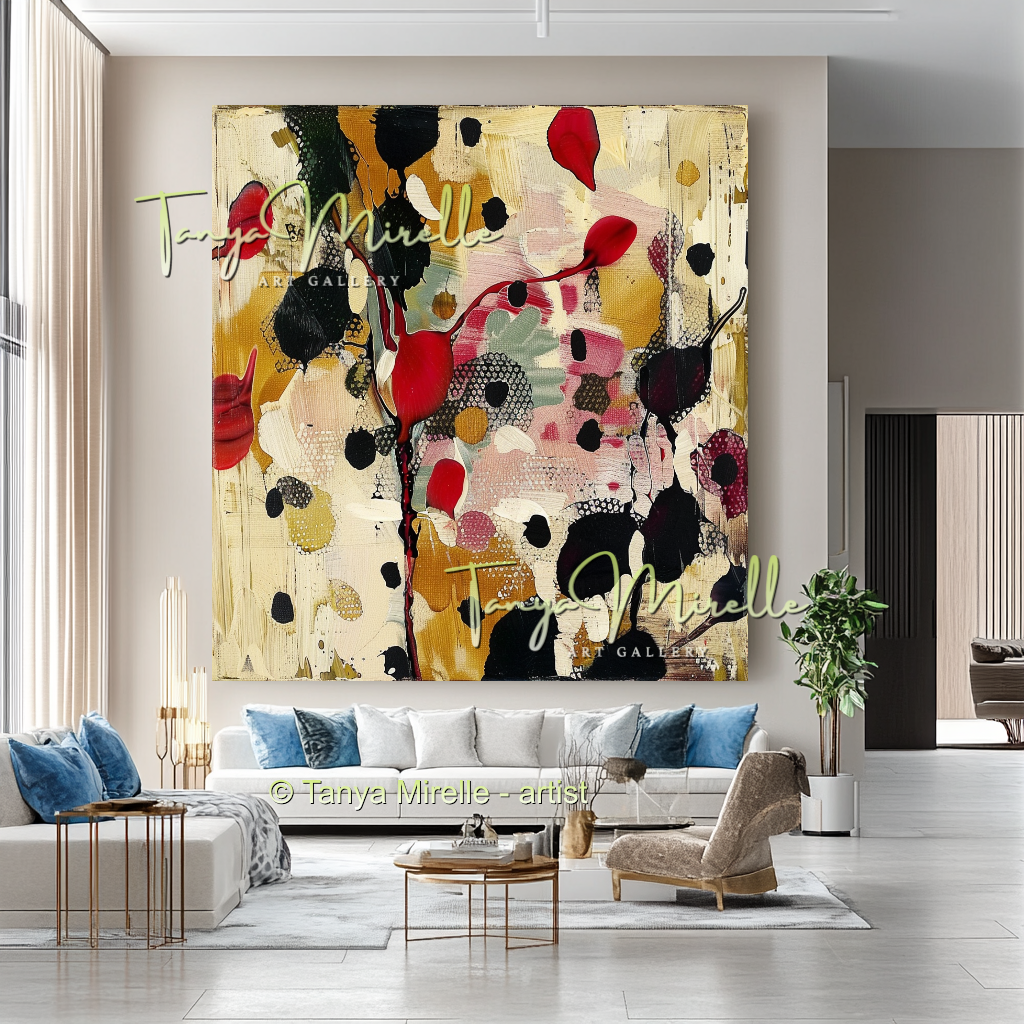 Dinamatic Red and Green Abstract Impasto Painting #209