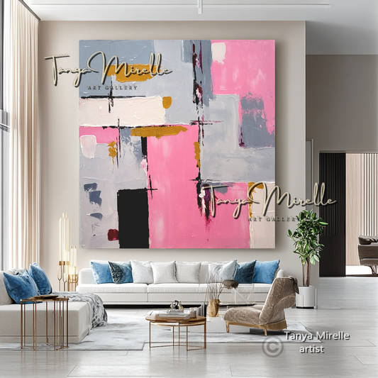 Minimalist Abstract Impasto Painting - Pastel Colors Modern Wall Art on Canvas #80