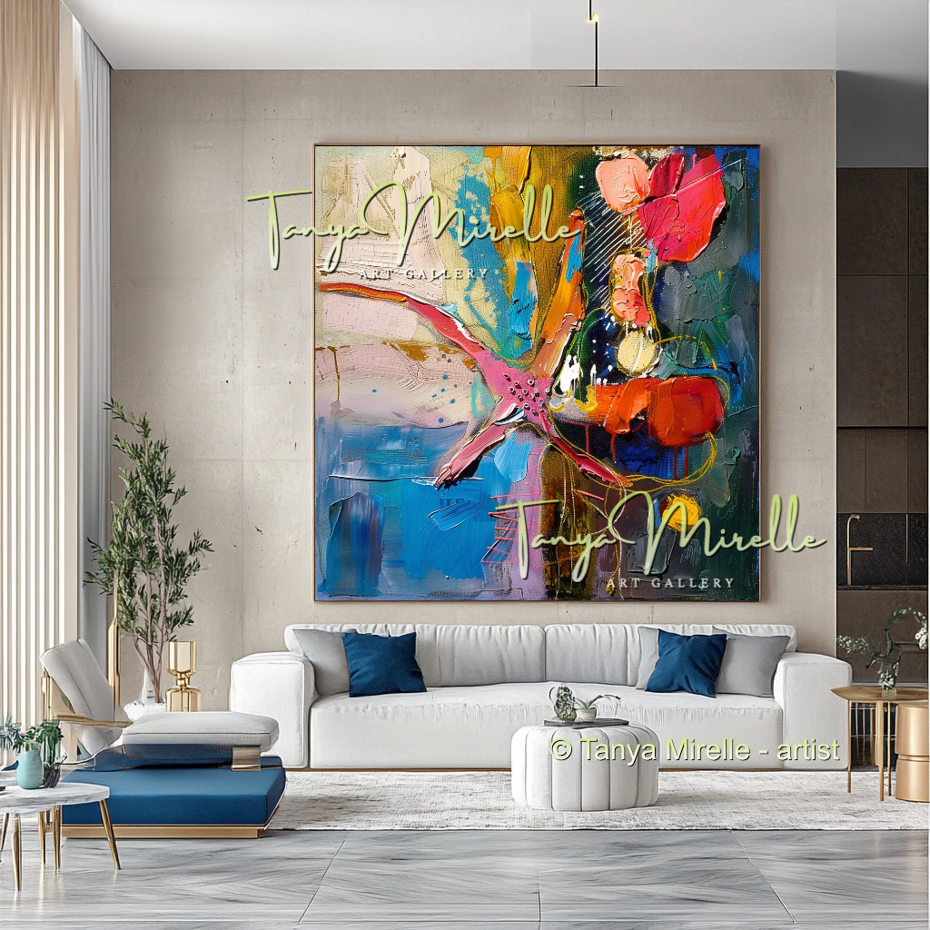 Caribbean Underwater Abstract Painting - Modern Wall Art #193