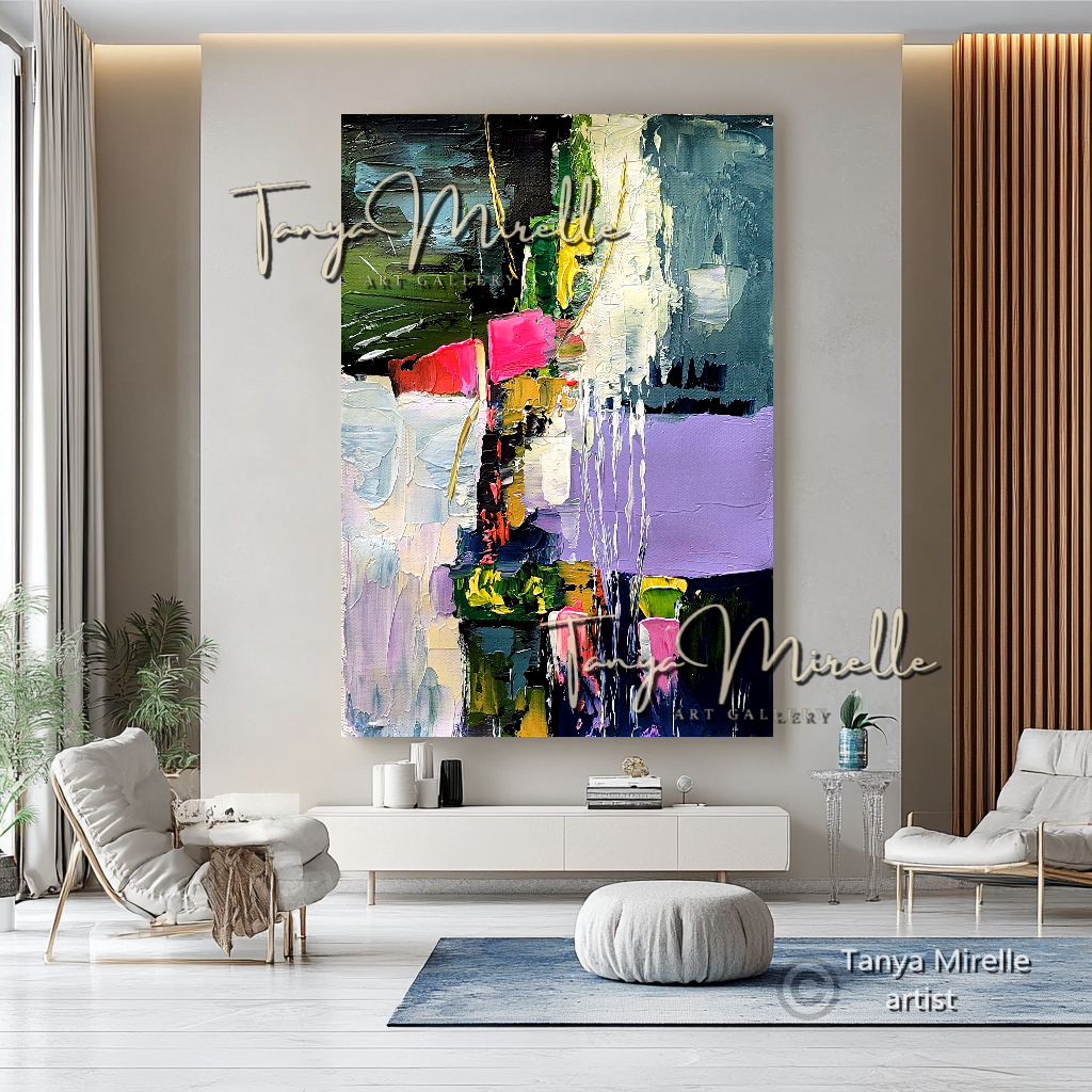 Vibrant Colorful Wall Art - Modern Abstract Textured Painting #139