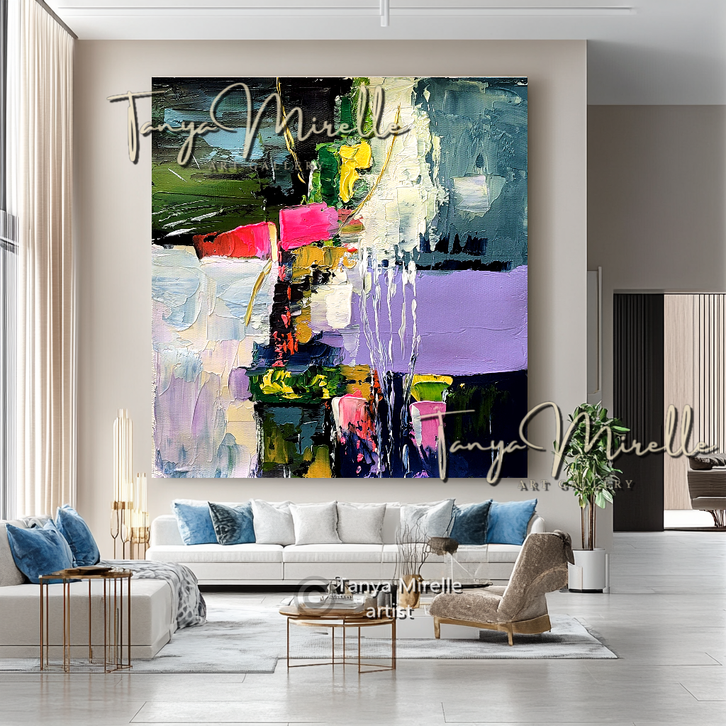 Vibrant Colorful Wall Art - Modern Abstract Textured Painting #139