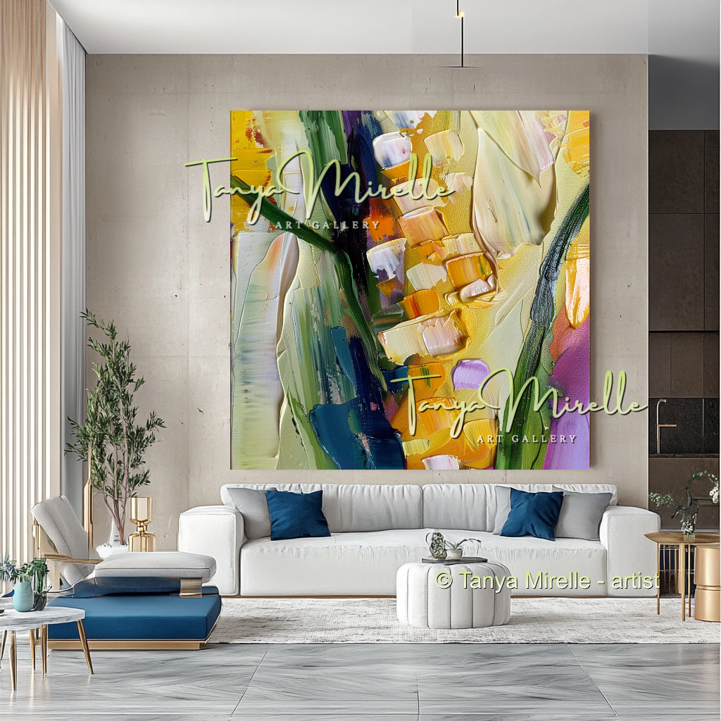 Popcorn Abstract Oil Painting on Canvas #282