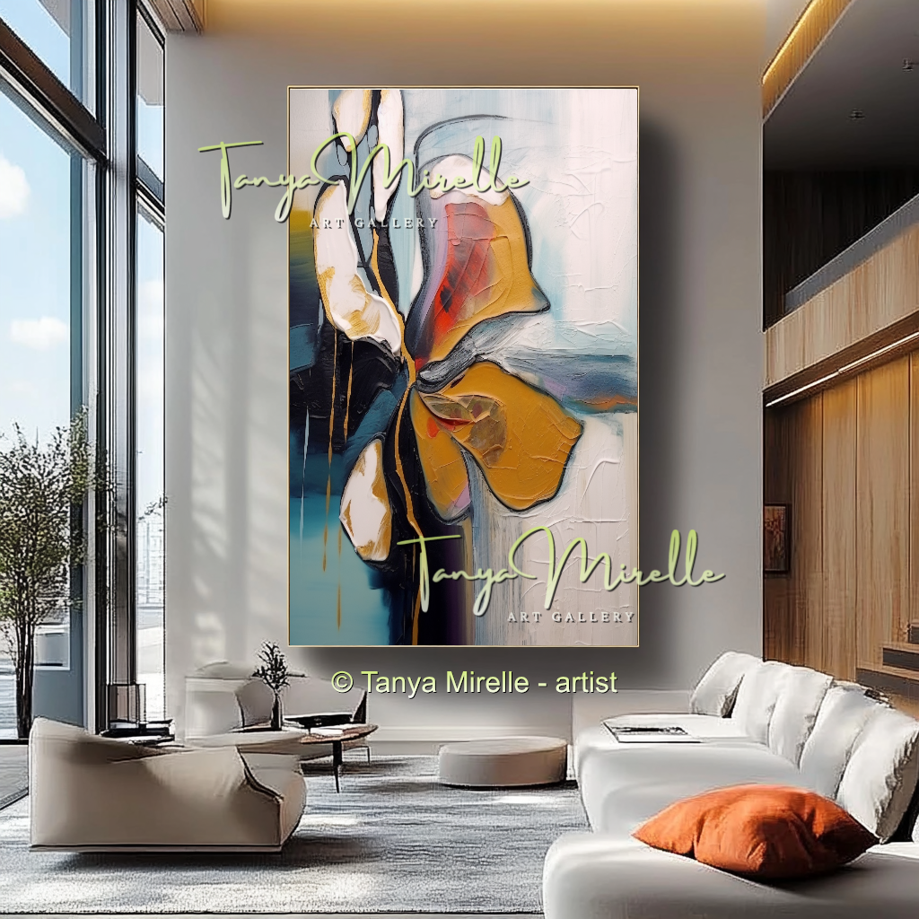 Abstract Floral Impasto Oil Painting on Canvas #215