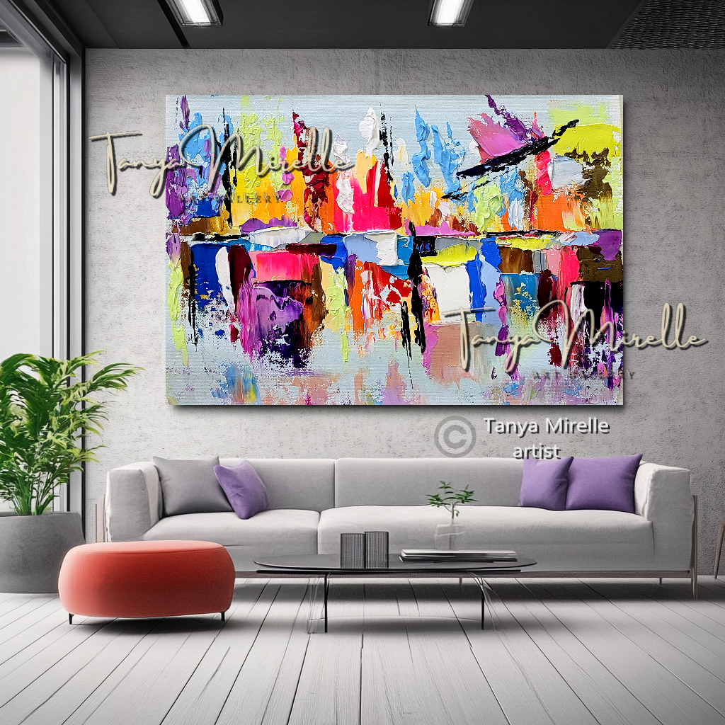 Vibrant Abstract Impasto Painting - Colorful Modern Wall Art #129