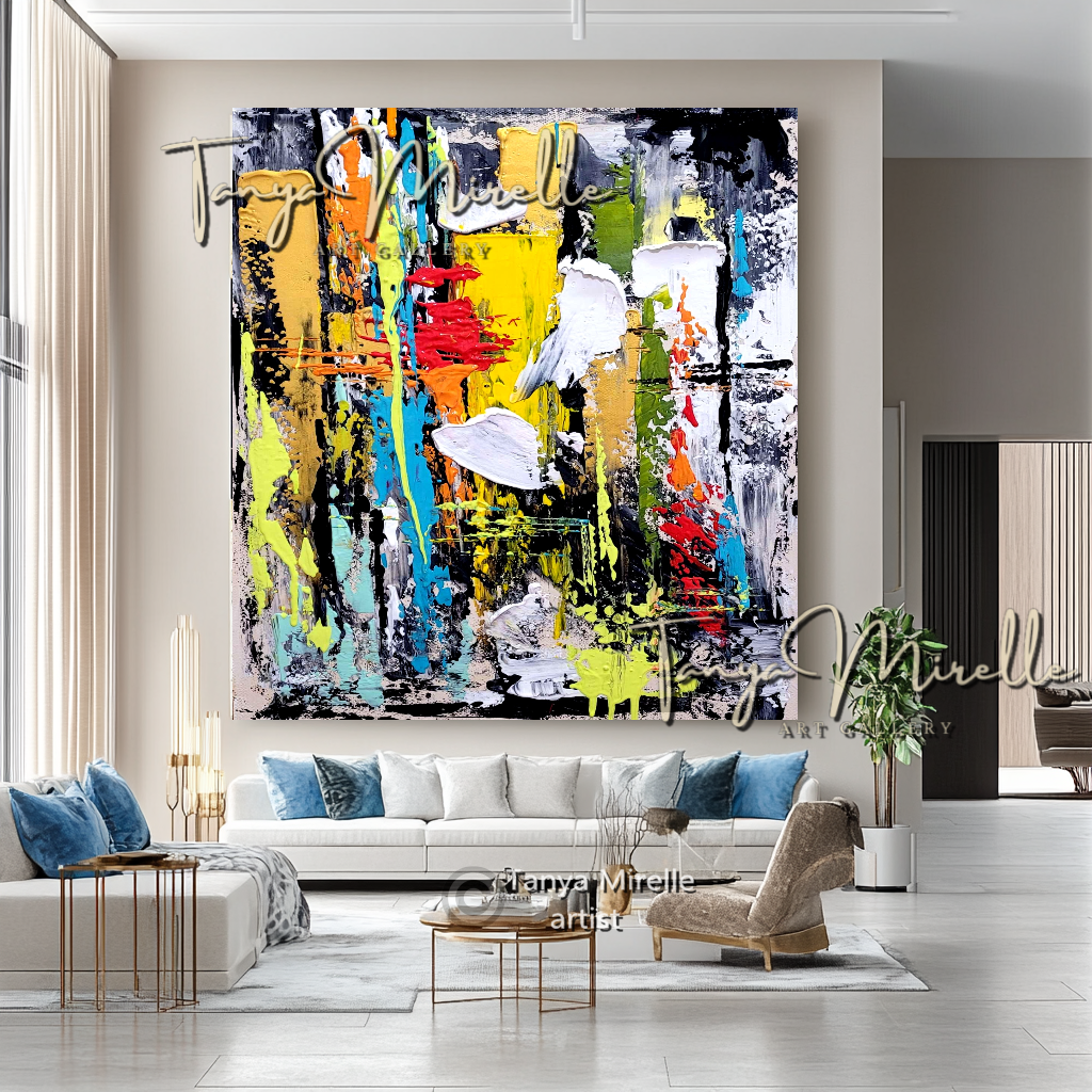 Colorful Abstract Painting on Canvas - Modern Textured Wall Art #117