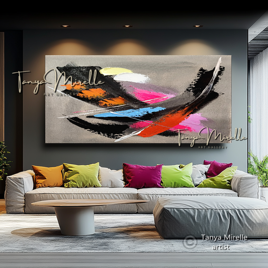 Modern Abstract Wall Art - Colorful Textured Oil Painting on Canvas #49