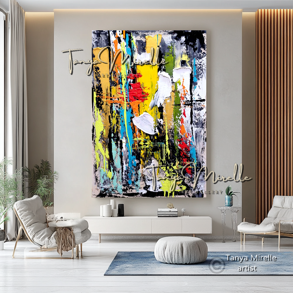 Colorful Abstract Painting on Canvas - Modern Textured Wall Art #117