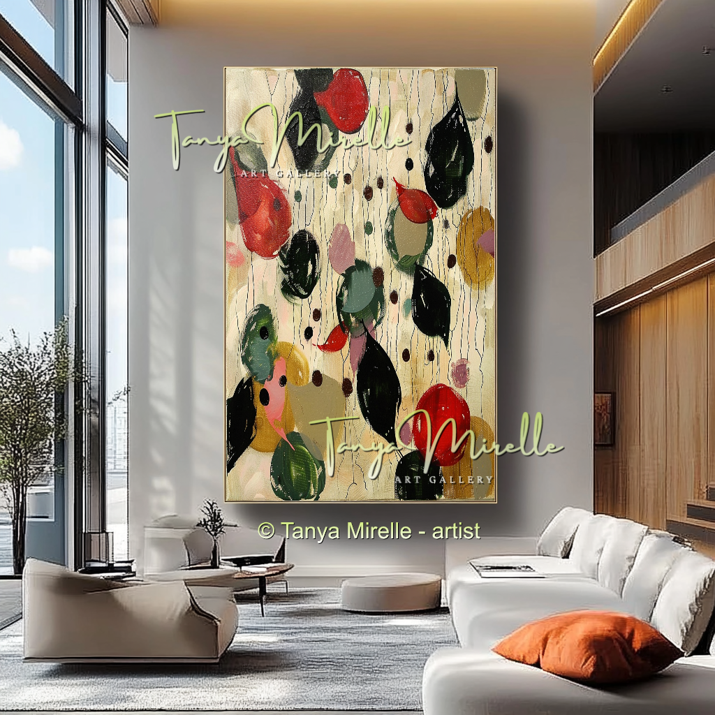 Dinamatic Red and Green Abstract Impasto Painting #209