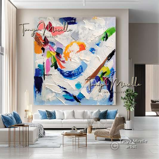 Vivid Abstract Impasto Painting - Colorful Modern Wall Art on Canvas #77
