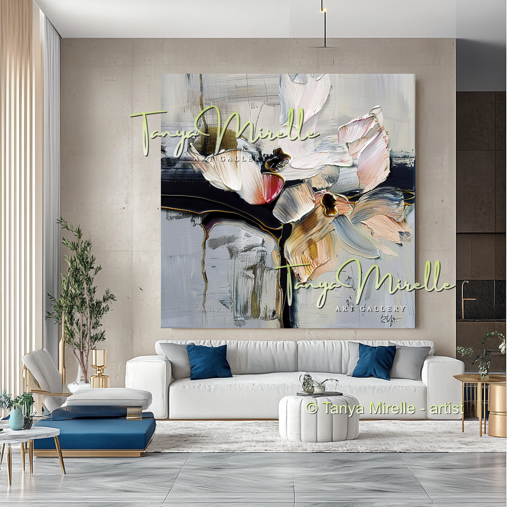 Abstract Canvas Art with Gray and Black Accents #287