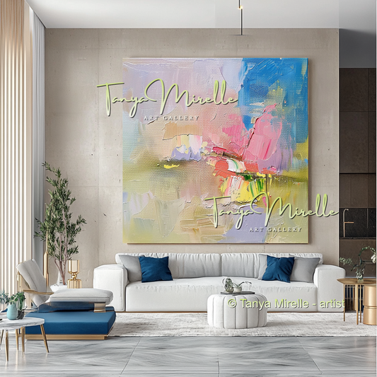 Pastel Minimalist Oil Painting for Luxury Interiors #293