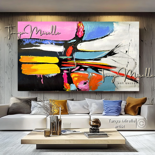 Vibrant Colorful Wall Art - Modern Abstract Textured Painting #138