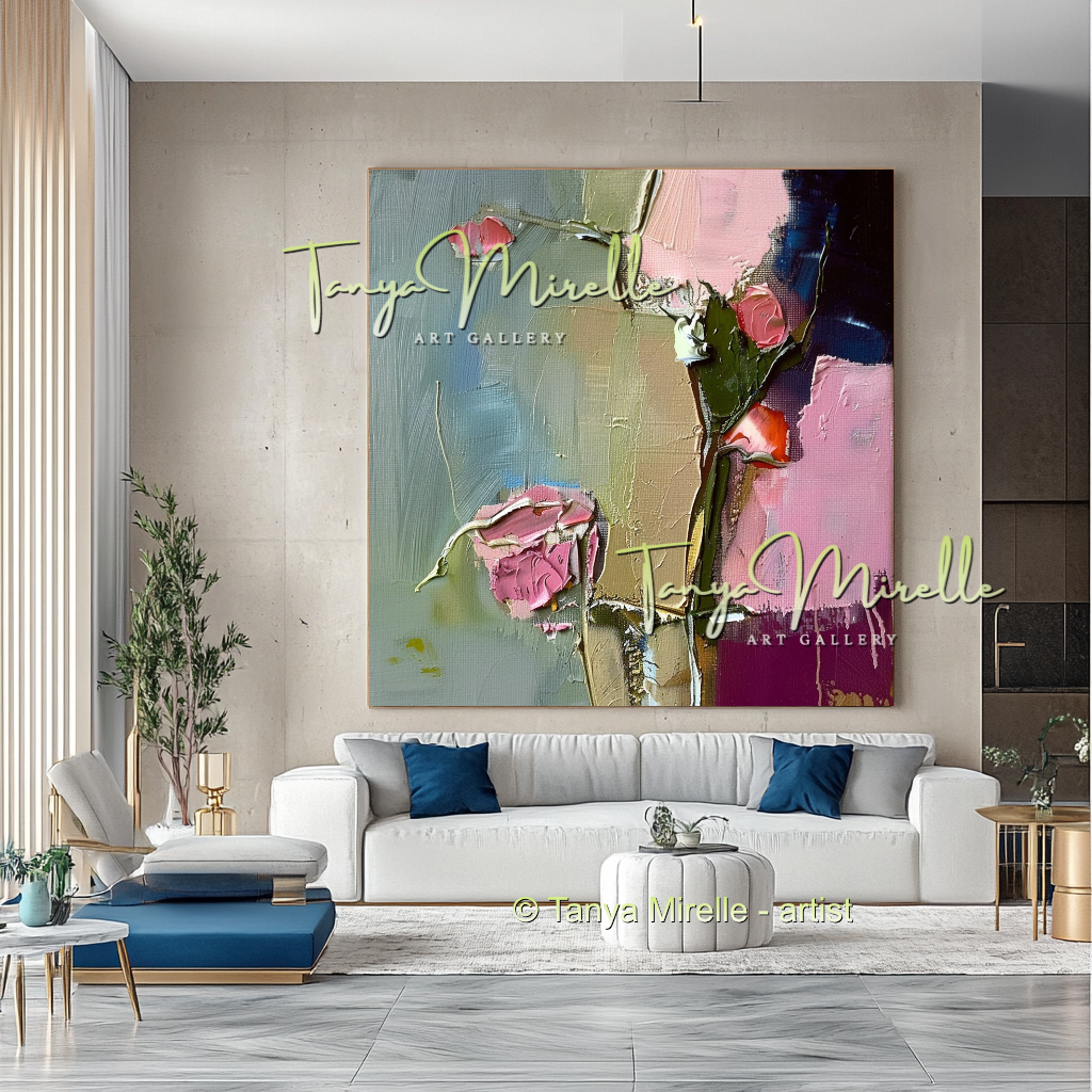 Floral Abstract Painting - Modern Flower Wall Art #159