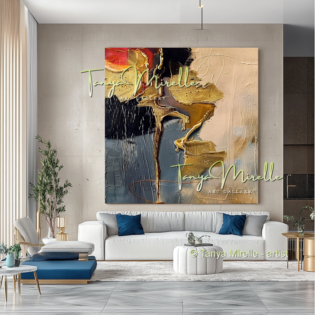 Luxury Abstract Oil Painting for Living Room Decor #274