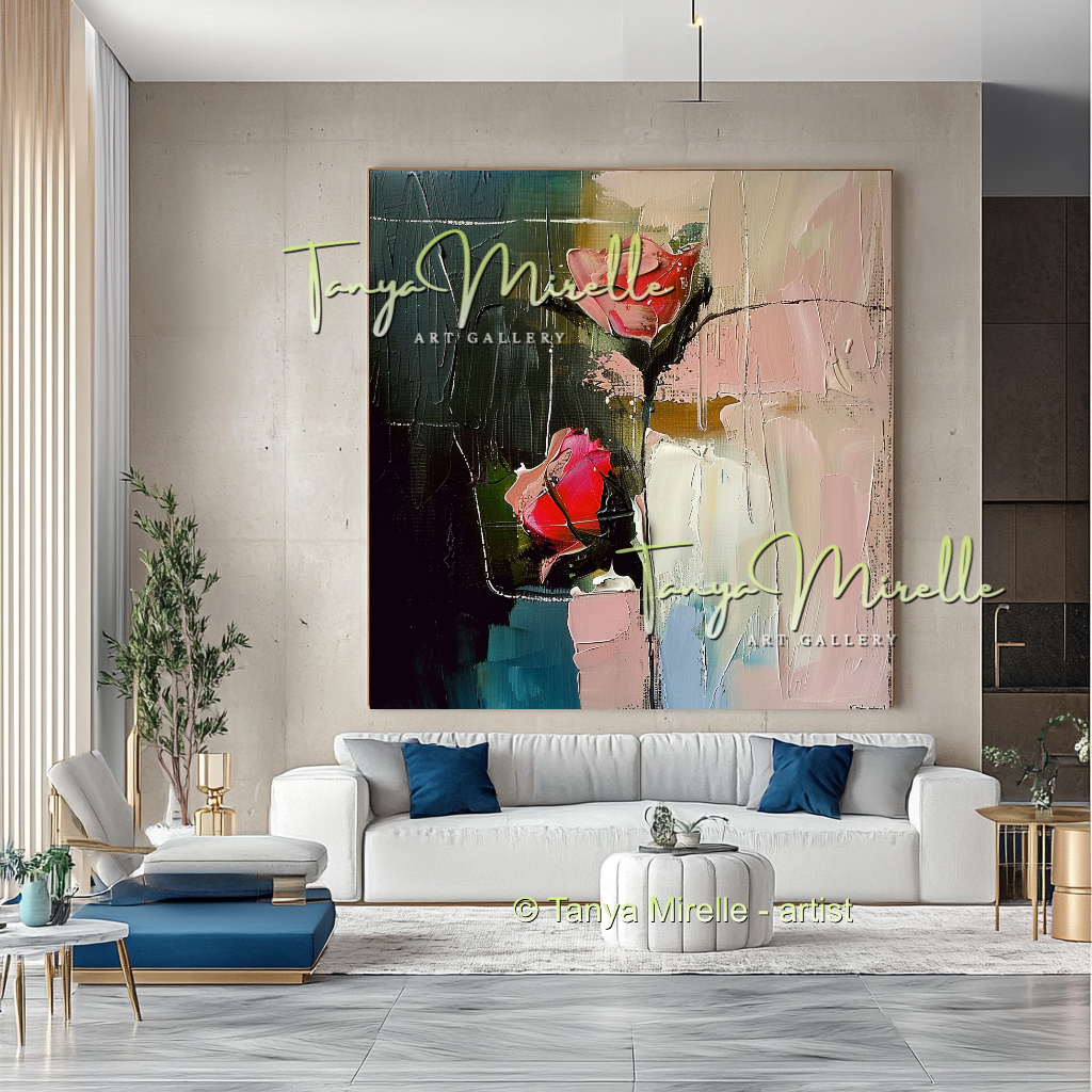 Floral Abstract Painting - Modern Flower Wall Art #159