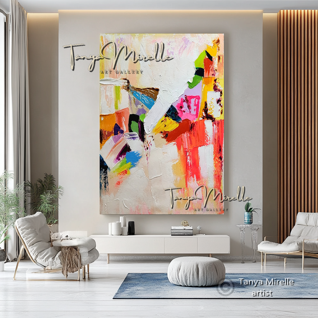 Contemporary Textured Wall Art - Colorful Abstract Oil Painting on Canvas #50