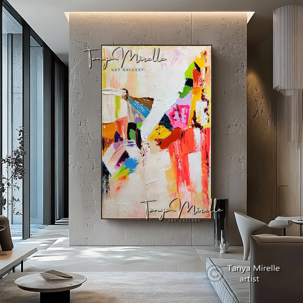 Contemporary Textured Wall Art - Colorful Abstract Oil Painting on Canvas #50