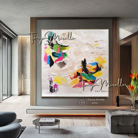 Abstract Wall Art - Modern Impasto Oil Painting on Canvas #7, No Frame