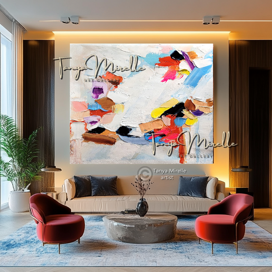 Abstract Wall Art - Modern Impasto Oil Painting on Canvas #8, No Frame