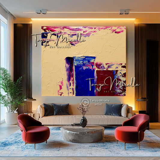 Abstract Wall Art - Modern Impasto Oil Painting on Canvas #9, No Frame