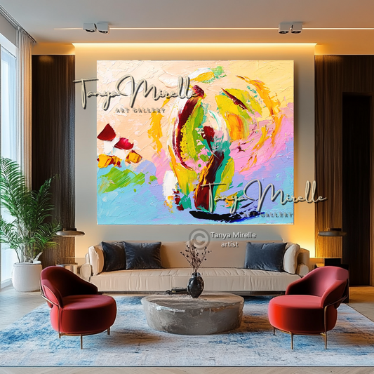 Abstract Wall Art - Modern Impasto Oil Painting on Canvas #10, No Frame