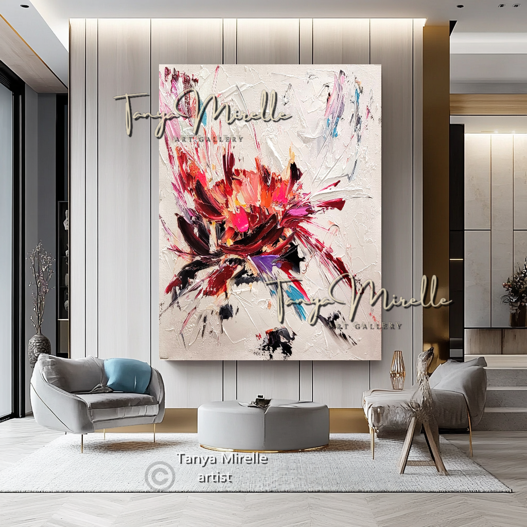 Abstract Floral Painting - Colorful Modern Wall Art Canvas #106