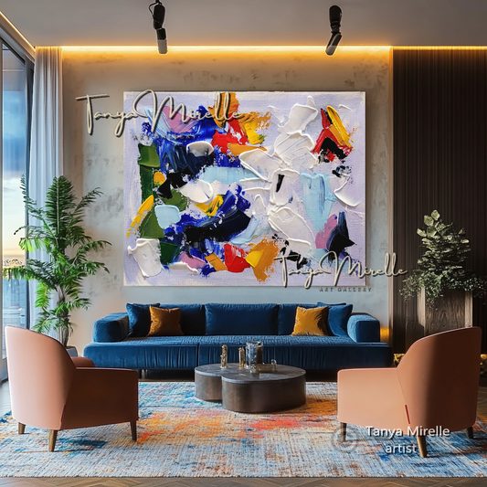 Contemporary Textured Wall Art - Abstract Impasto Oil Painting on Canvas #58