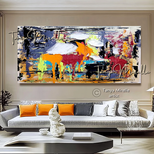 Colorful Abstract Painting on Canvas - Modern Textured Wall Art #119