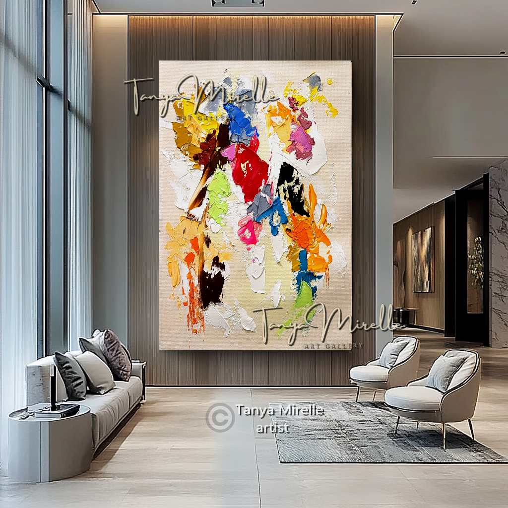 Colorful Abstract Impasto Painting - Textured Modern Wall Art #126