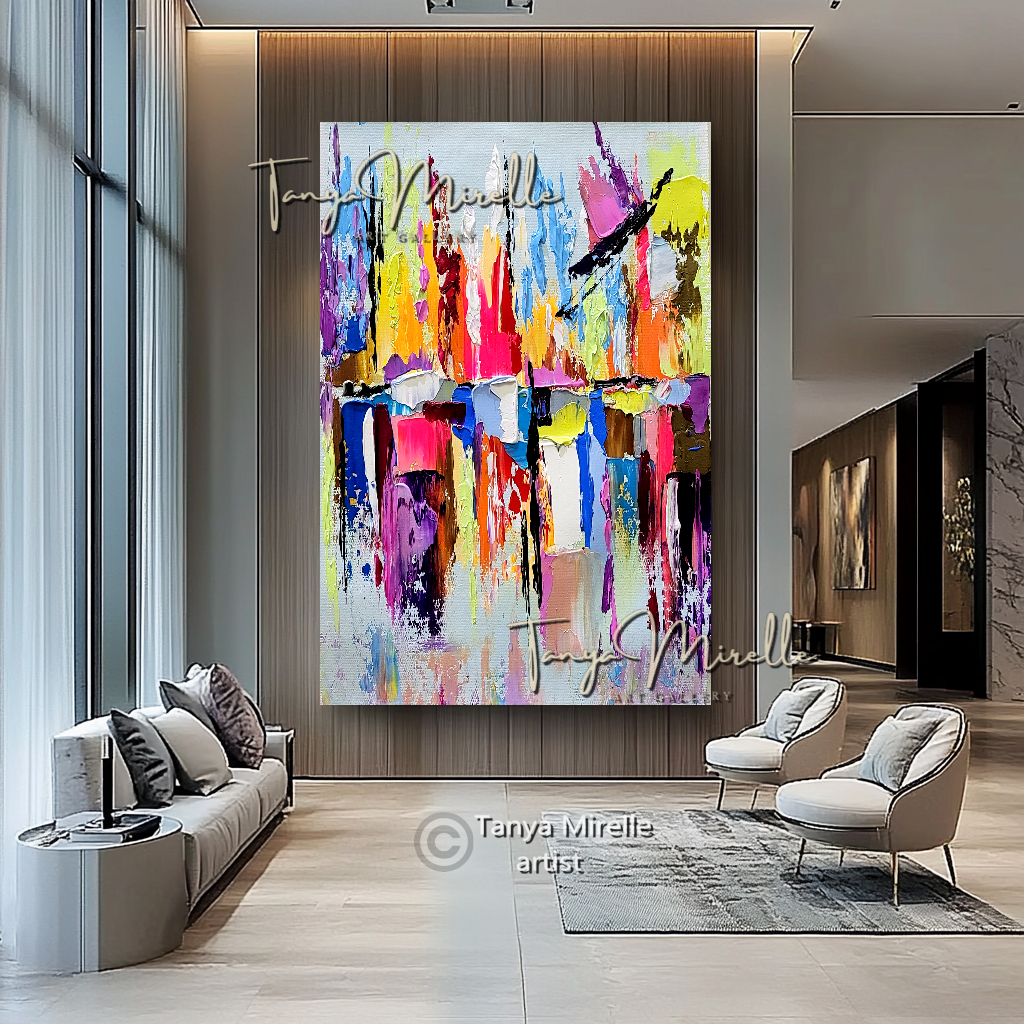 Vibrant Abstract Impasto Painting - Colorful Modern Wall Art #129