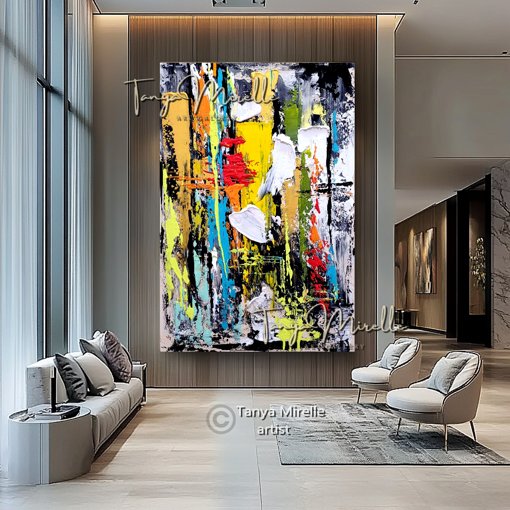 Colorful Abstract Painting on Canvas - Modern Textured Wall Art #117