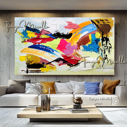 Vibrant Abstract Impasto Painting - Colorful Modern Wall Art #128