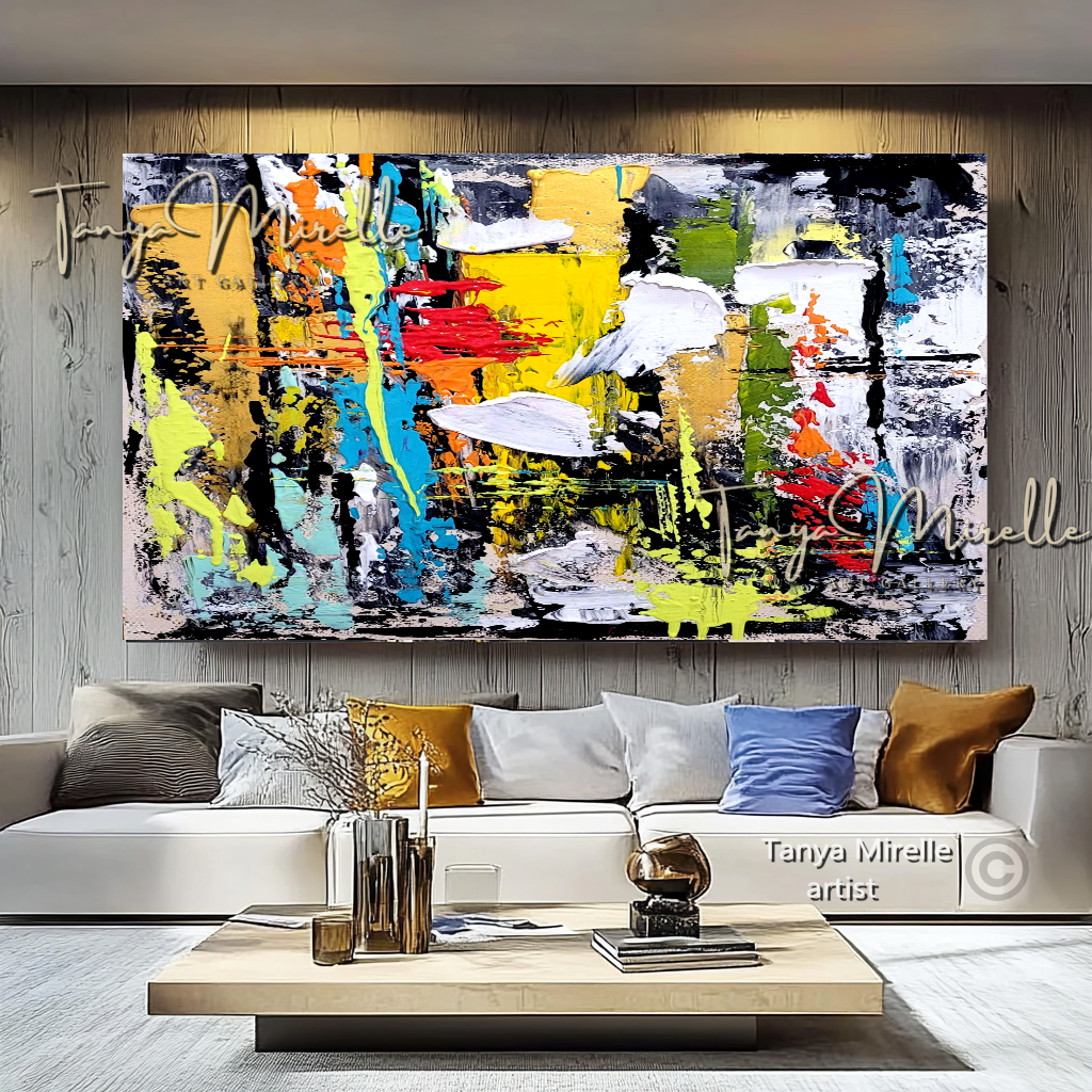 Colorful Abstract Painting on Canvas - Modern Textured Wall Art #117