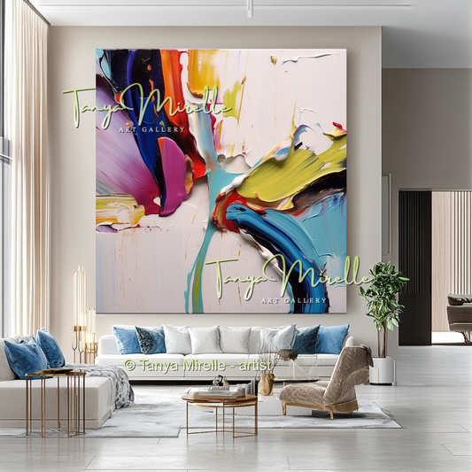 Colorful Textured Abstract Wall Art, Original Oil Painting #233