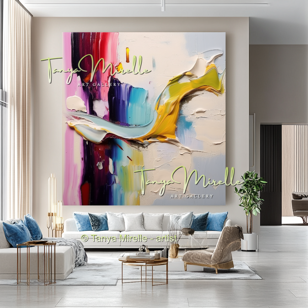 Colorful Textured Abstract Wall Art, Original Oil Painting #233