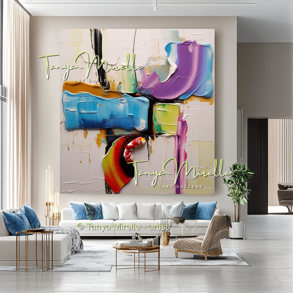 Colorful Textured Abstract Wall Art, Original Oil Painting #233