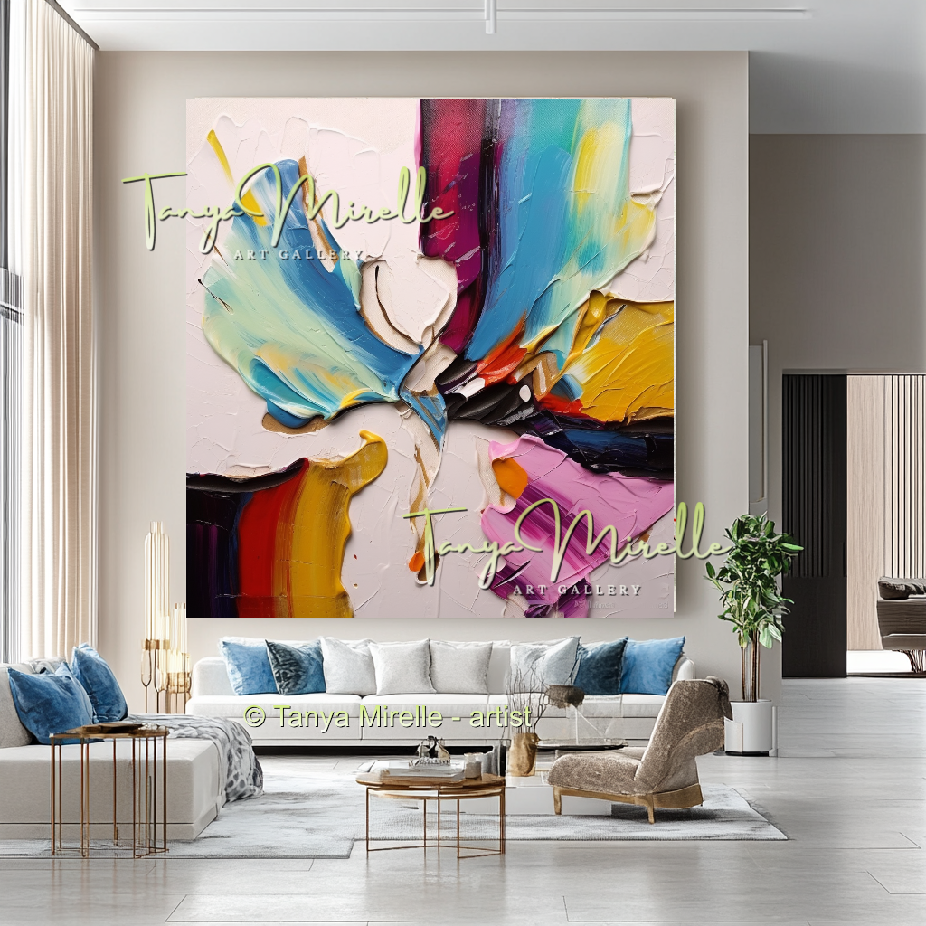 Colorful Textured Abstract Wall Art, Original Oil Painting #233