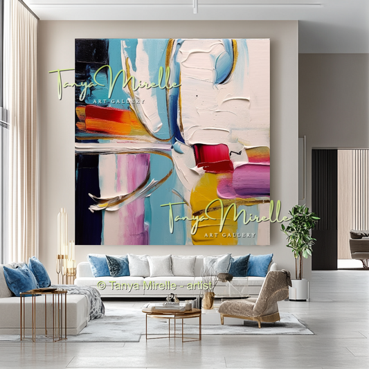 Colorful Textured Abstract Wall Art, Original Oil Painting #234