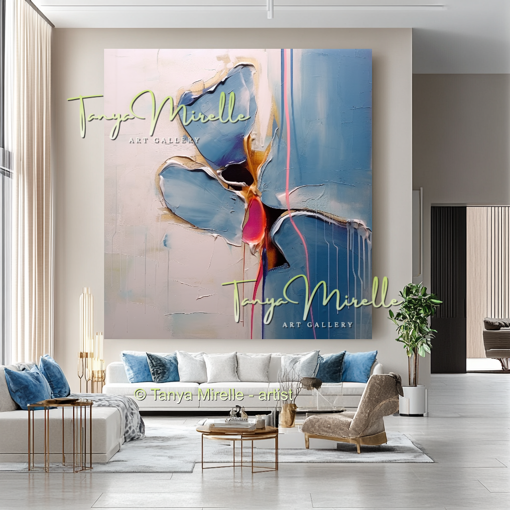 Minimalist Floral Canvas Art, Large Abstract Oil Painting #236