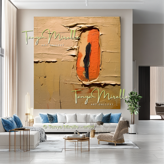Terra Colors Canvas Art, Minimalist Abstract Oil Painting #237