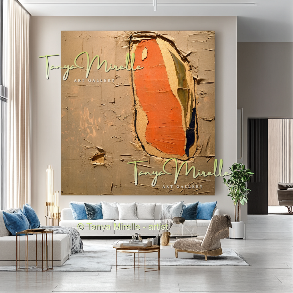 Terra Colors Canvas Art, Minimalist Abstract Oil Painting #237