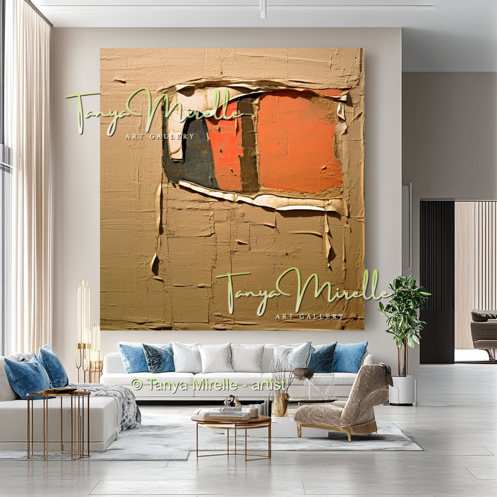Terracotta Colors Canvas Art, Minimalist Abstract Oil Painting #238