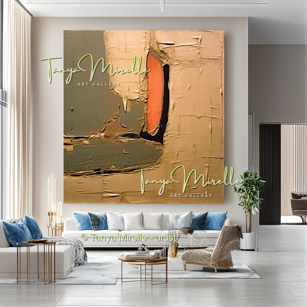 Terra Colors Canvas Art, Minimalist Abstract Oil Painting #237