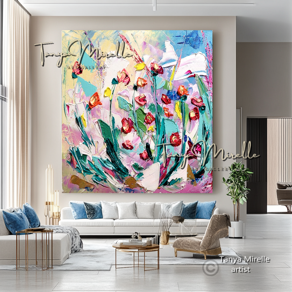 Abstract Floral Painting - Colorful Modern Wall Art Canvas #108