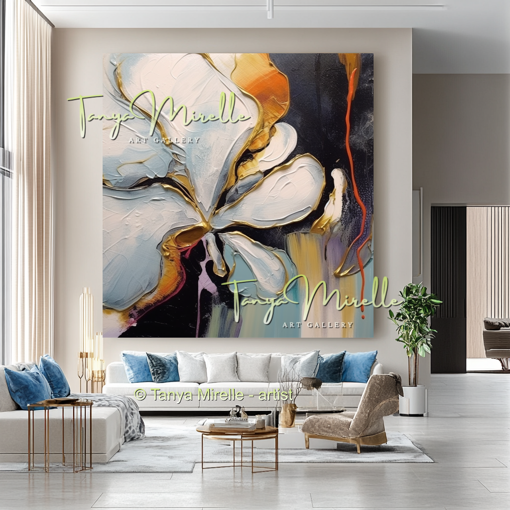 Abstract Floral Impasto Oil Painting on Canvas #215