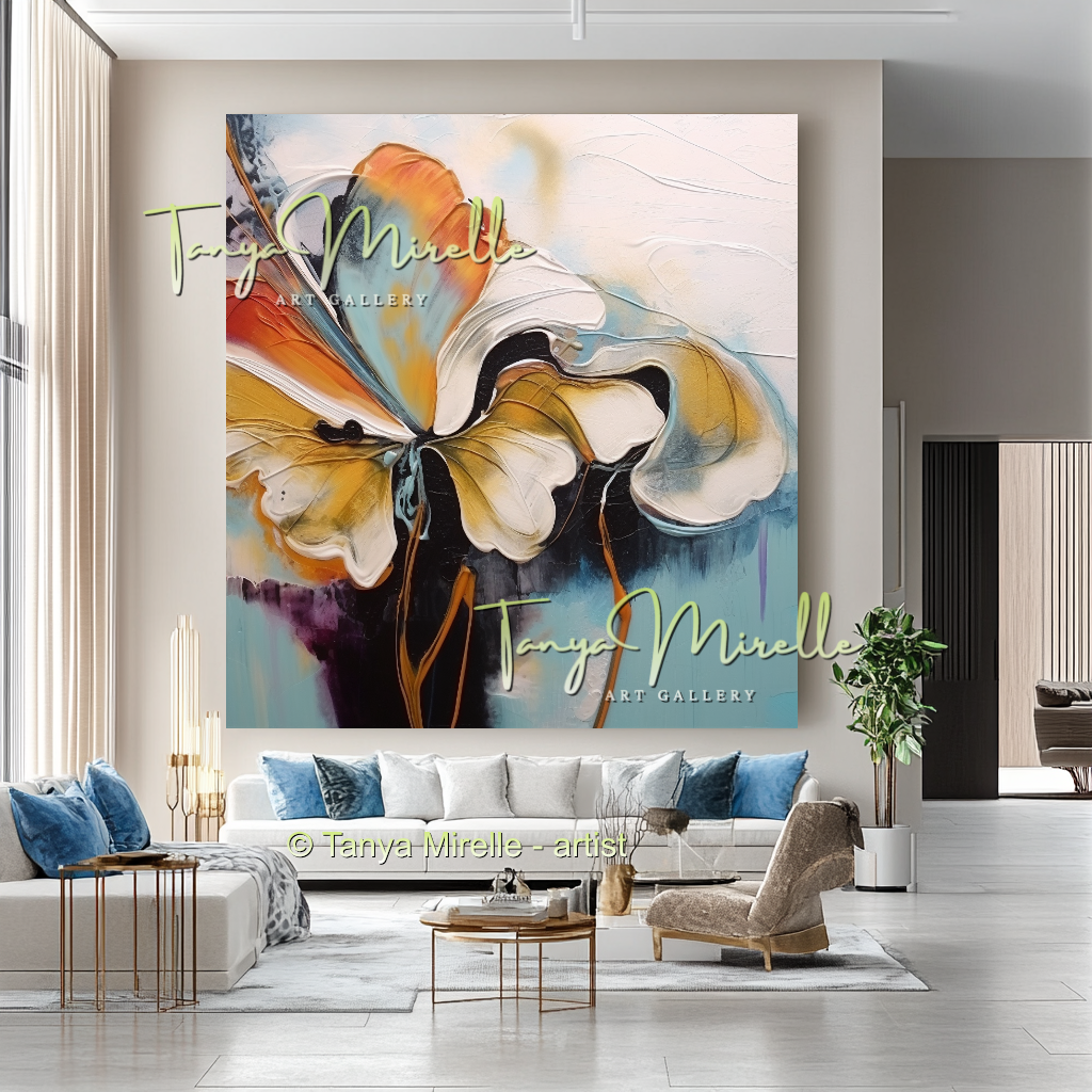 Abstract Floral Impasto Oil Painting on Canvas #215