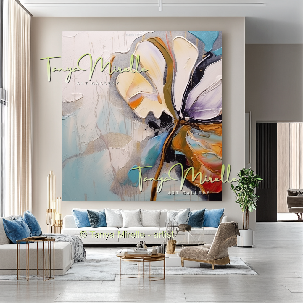 Abstract Floral Impasto Oil Painting on Canvas #215