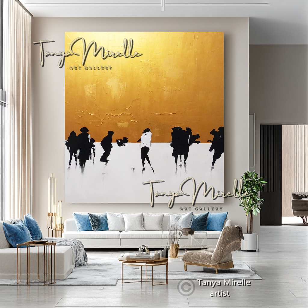 Golden Hour Stroll – Contemporary Figurative Painting - Minimalist Urban Wall Art #41
