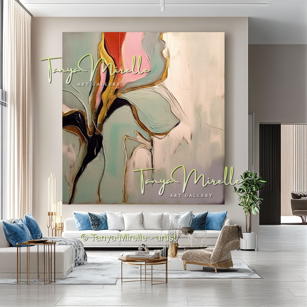 Expressive Abstract Floral Canvas Painting #216